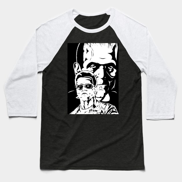 Frankenstein Terminator Baseball T-Shirt by buddysbane